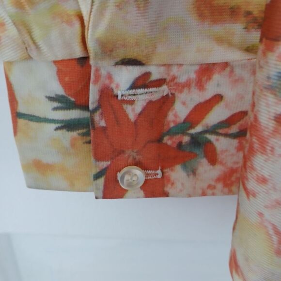 Tail's End Vintage 80's Top Button Down Wide Lapels Long Sleeves Floral - Picture 11 of 13